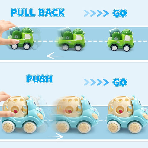 ZHENDUO BLASTER 8 Pack Mini Toy Cars for Toddlers 1-3, Pull Back Friction Powered Truck Toys for Kids