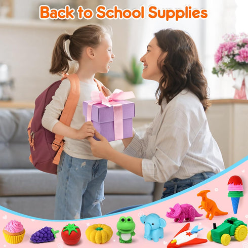Palmatte 140PCS Mini Animal Erasers for Kids, Cute Desk Pets for Classroom Rewards and Party Favors