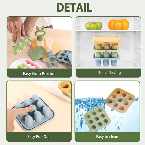 WAJIAYON Baby Food Freezer Tray,Silicone Nibble Freezer Tray,Baby Fruit Food Feeder Teether,Breastmilk Popsicle