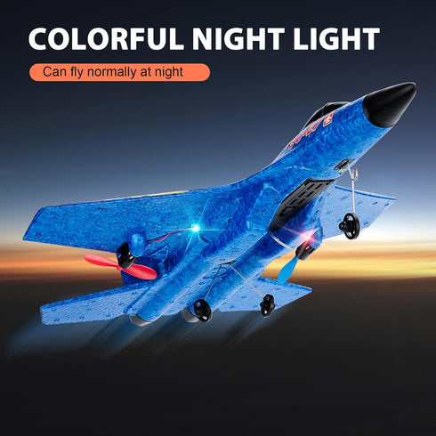 RC Plane Remote Control Glider, 2.4 GHZ, 2 Channels, Easy to Fly Fighter, Automatic Balance Gyro for Kids Adults