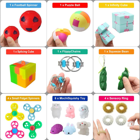 Pack, 35pcs Set Fidget Simple Fidget Fidget Toys with Popping Fidget Sensory Toys for Kids and Adults, Stress Relief