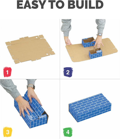 20 Pack, Bankers Box at Play Cardboard Building Blocks, Large and Medium Montessori Toy Blocks for Kids and Families