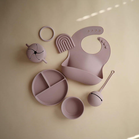 Mauve Rainbow Silicone Baby Teether Toy by mushie