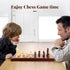 Set 15.4" Strong Magnetic Chess for Adults & Kids, Leather Chess Board & Handcrafted Wooden Chess Pieces with Storage