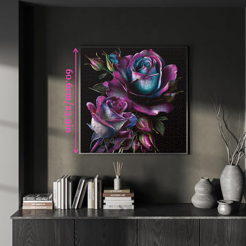 Larkipuzz 1000 Purple Rose Art Puzzles for Adults Pieces, Beautiful Flower Plant Jigsaw Puzzles, Impossible Challenging