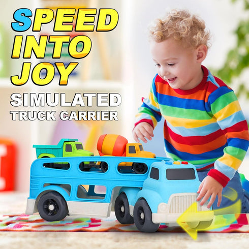 2 3 4 3 1 2-4, Toddler Toys for Year Old Boys, Wheat Straw Toy Cars, No BPA Dump Truck, Mixer Cement, in Transport