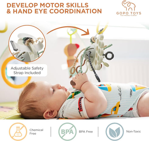 GOPO TOYS Montessori Toys for 18+ Months Old - Baby Sensory Toys for Boys and Girls - Silicone Pull String Activity Toy for Toddlers - Learning & Educational Toys for Kids - Babies Birthday Gifts