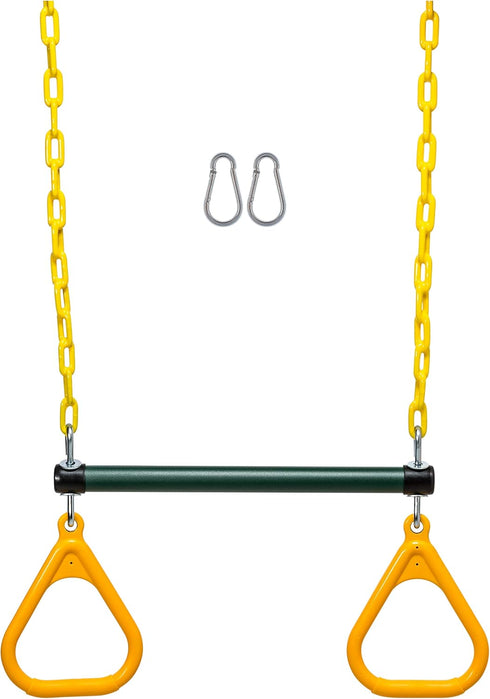 18" Trapeze Swing Bar Rings with 48" Heavy Duty Chain & Carabiners (Green)