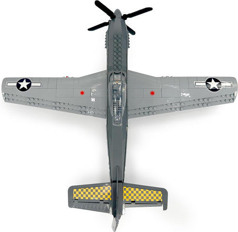 P-51 Set, 258 1:25 GJ-P51 General Jim's WWII US Mustang Historical Fighter Plane Brick Building Blocks Pieces, Scale