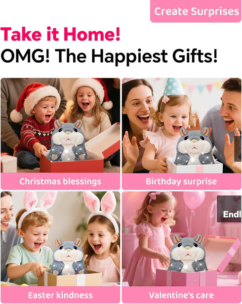 Talking Hamster Toy for Toddlers, Repeats What You Say, Birthday Gifts Ideas for Kids, Christmas Stocking Stuffers, Gray