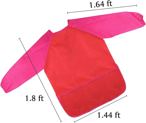 Bassion Kids Art Smocks, Toddler Smock Waterproof Artist Painting Aprons, Long Sleeve with 3 Pockets, Age 2-6 Years