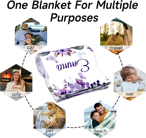 Snoweets Personalized Baby Blanket for Girls Kids Boys, Custom Elephant Blanket with Name for Daughter Niece Her