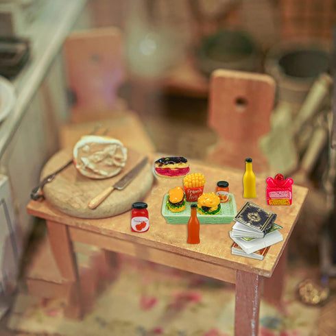 30 Pcs Miniature Food Drinks, Laptop Computer & Books Toys for Dollhouse Miniature Furniture Accessories