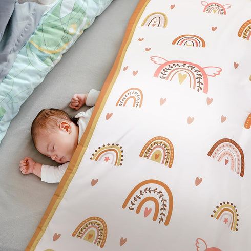 3 Set Sets Ganeen Pieces Boho Rainbow Crib Bedding for Girls or Boys, Standard Size Boho Neutral Baby Bedding with Baby