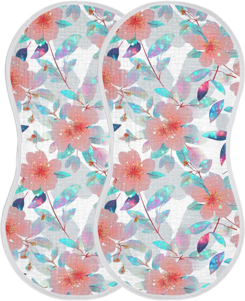 decor gift 4 Pack 22x11in Cotton Muslin Burp Cloth Good Absorbent? Neon Seasons Guava Floral washcloth for Unisex