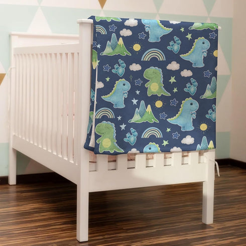 Dinosaur Rainbow Baby Blanket, Cartoon Dino Sun Stars Cactus Mountain, Soft Flannel Receiving Blanket 30x40