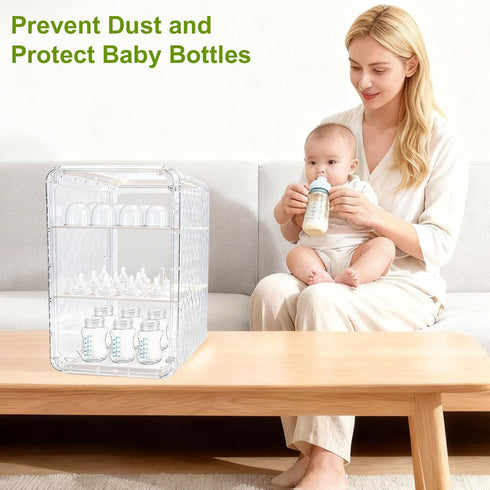Engorgio Organizer,3/4 Countertop Baby Bottle Tier Bottles Storage Organizers,Clear Station Organizer ContainerClear