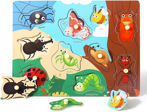 9 Pack 3 4 5 3-5, Set, GRINNNIE Montessori Toddler Puzzle for Years Old, Wooden Learning Puzzle for Toddlers Animal