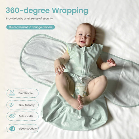 1.0 3-6 Baby Swaddle Sleep Sack, Tog New-Parent-Friendly Swaddle for Newborns & infant Months Baby Wearable Blanket