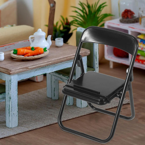 STOBOK 12pcs Mini Folding Chair Models for Doll House, Cell Phone Stand Holder