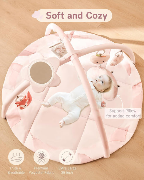 Tummy 5 0-12 Fortella Baby Play Gym & Activity Mat, Machine Washable & Foldable Time Mat with Detachable Toys