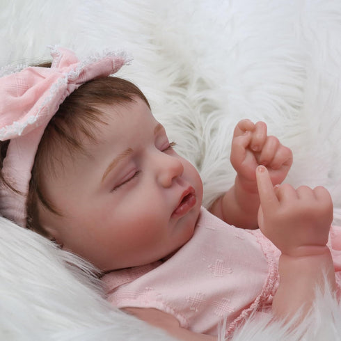 Reborn Baby Dolls Girl - 20 Inch Realistic Sleeping Newborn Doll, Lifelike Handmade Soft Weighted Gift Set for Kids Age