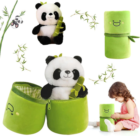 Emoin Panda Stuffed Animals 11.8 Inch Bamboo Plush Toy, Panda Pillow, Plush Panda Bear Doll Gifts for Boys Girls