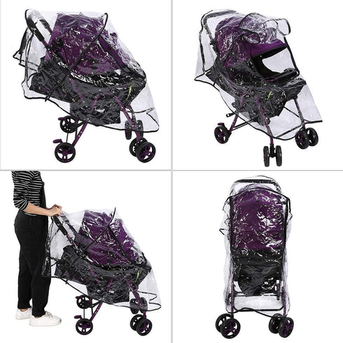 Baby Stroller Rain Cover, Universal Front Opening PVC Transparent Waterproof Wind Rain Weather Protector
