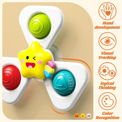 0-6-12-18 1 2 3 SpringFlower Baby Toys Months,Suction Cup Spinner Toys,Baby Bath Toys for Boy&Girl, Sensory Toys