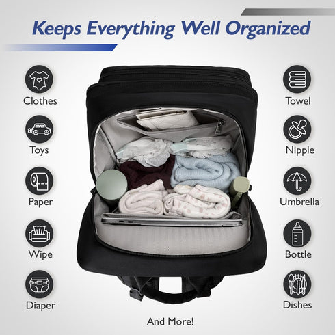 LORADI Dad Diaper Bag with Insulated Pockets, Stroller Clips and Luggage Sleeve for Travel, Large Tactical Diaper Bag