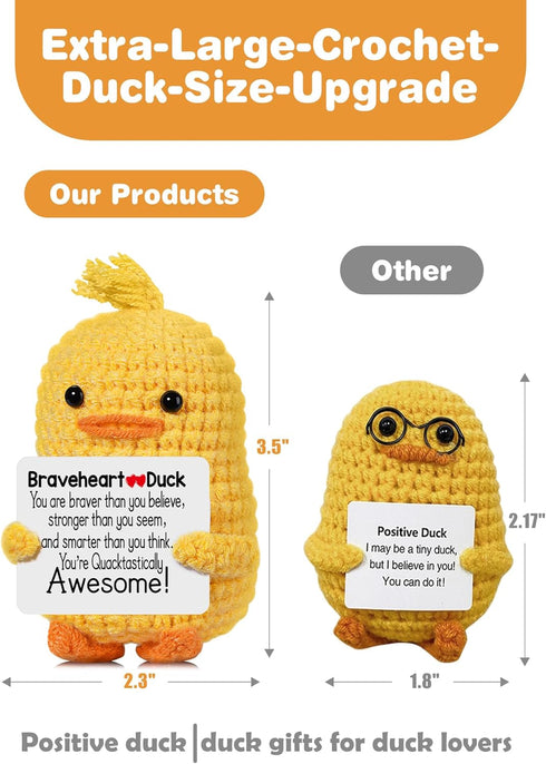 Inspirational Crochet Animals Stress Anxiety Relief Toys, Positive Affirmation Companion Crochet Duck, Handmade Mental
