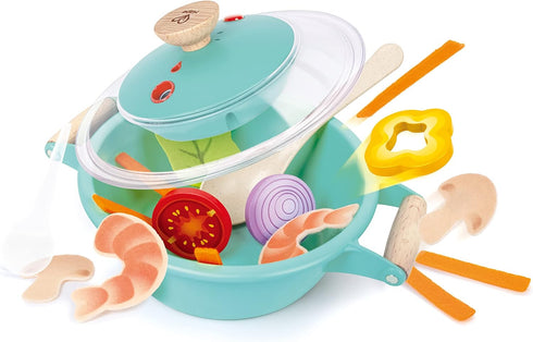 Playset 3+ Hape Little Chef Cooking & Steam | Toy Kitchen with Play Food and Accessories, for Children Ages Years