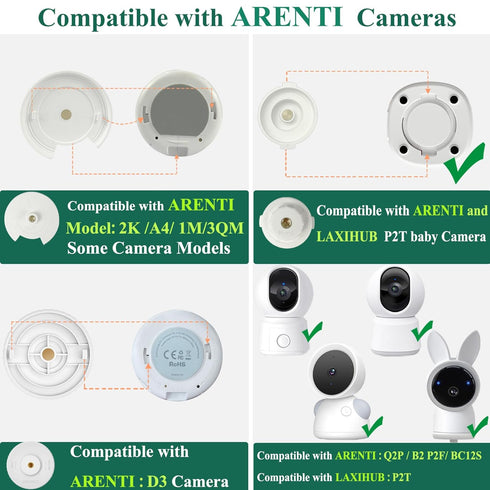 Derebir 2K A4/B2/1M/3QM/ P2Q/ D3 Baby Monitor Mount Stand Compatible with ARENTI Alnanny Baby Cameras,Flexible