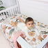 4-Piece Set Set Crib Bedding for Girls, Pink Baby Girl Bedding with Super Soft Crib Skirt, Reversible Baby Quilt, Crib