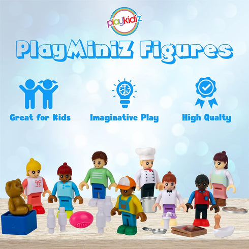 8 Toy Figures & Playsets, 2 Inch Play Peoples Set, Early Development Family Figurines for Kids 3+