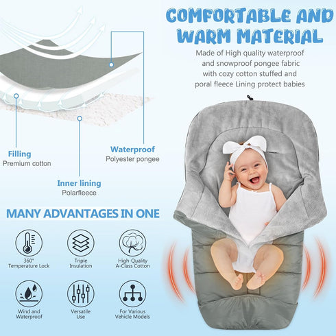 Universal Baby Footmuff for Strollers, Winter Stroller Cover with Fleece Lining, Baby Bunting Bags