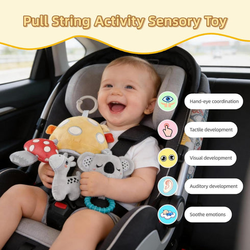 littlove 6-12 3 Musical Baby Pull Vibration Toy for Car Seat Months, Travel Sensory Toy Months, Montessori Plush Toys