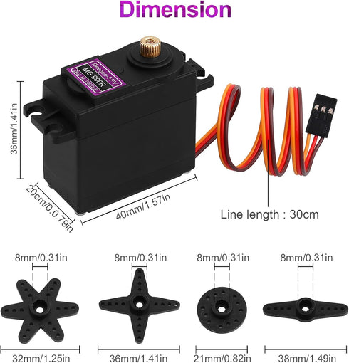 Deegoo-FPV 6-Pack MG996R 55g Metal Gear Torque Digital Servo Motor for Futaba JR RC Helicopter Car Boat Robot