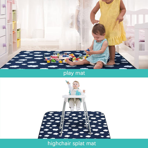 2 Pack 42 46 Splat Mat for Under High Chair & Arts & Crafts & Eating Mess, Waterproof Baby Playtime Anti-Slip Mat