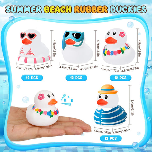 Honoson 36 Summer Summer Pcs Beach Rubber Duckies Bulk Mini Rubber Duck Bath Toys Float Bathtub Ducky Cute Squeaky