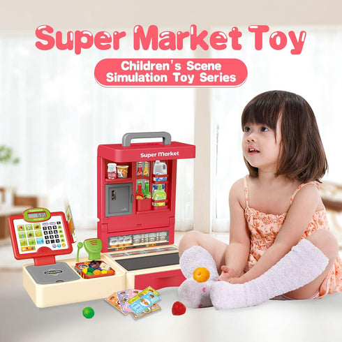 RedCrab Cash Register Toy for Kids,Toddler Store Pretend Plays Supermarket Calculator Cash Register Gift with Scanner