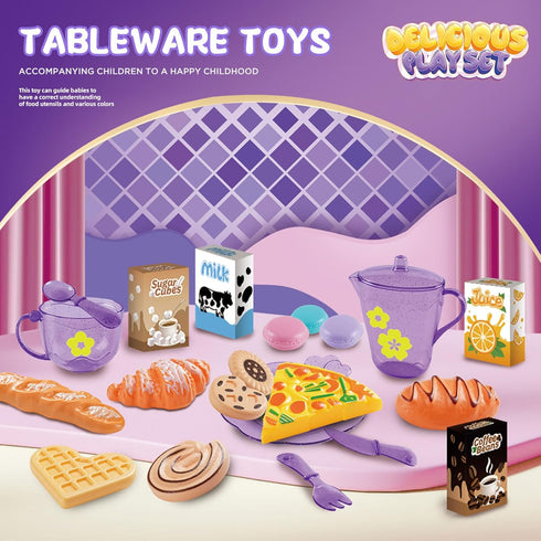 Set Set 3 4 5 6 7 8 9, Set Tea Party for Little Girls, Pretend Dessert Food for Kids Age Kids Kitchen Pretend Play