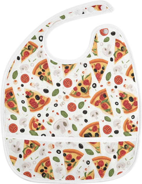 IHCVHQX Baby Feeding Bibs for Boys Girls Pizza Slices Mushrooms Button Newborn Infant