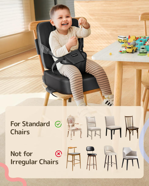 HOMEAL Booster Seat for Kitchen Chair, Breathable Toddler Booster Seat for Dining Table with Backrest and Adjustable