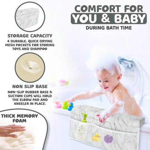 Elbow Set Sleepah Bath Kneeler and Kneeling Rest Pad for Baby Bathing Waterproof Soft Memory Foam Mat Organizer Babies