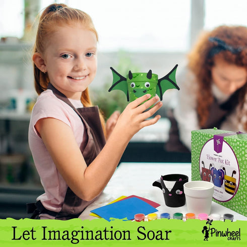 Set 8 2 3 8-12+, Set Pinwheel Crafts Flower Pot Painting Kit Paint Your Own Kids Gardening with Seeds, Soil, Paints