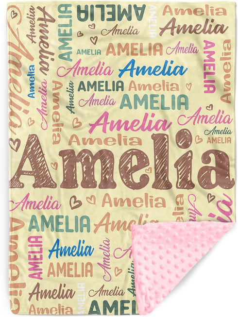 Personalized Baby Blankets for Boys Girls, Custom Name Print Yellow Baby Blanket,