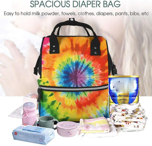 KHIRY Backpack Mummy Backpack Diaper Bag Nappy Baby Bag Sea Otter Multifunction Changing Bags for Travel, Tie Dye, One