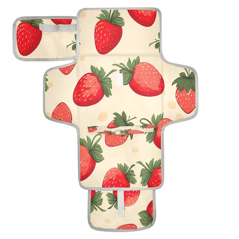 Flradish Lovely Strawberry Portable Diaper Changing Pad,Waterproof Lightweight & Foldable Travel Changing Pad
