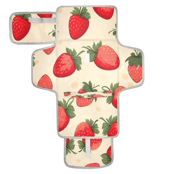 Flradish Lovely Strawberry Portable Diaper Changing Pad,Waterproof Lightweight & Foldable Travel Changing Pad